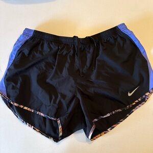 Nike Black Shorts with Purple Side Panels and Multicolor Trim
